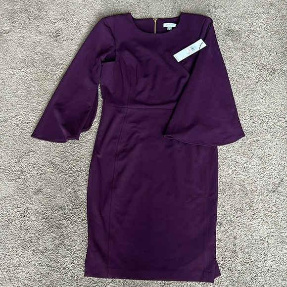 Calvin Klein plum career dress with flutter sleeves - Picture 6 of 6